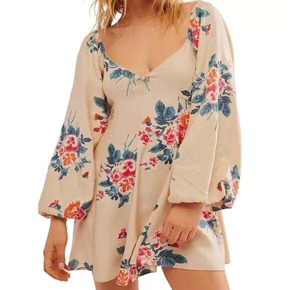 Free People Women's Medium Francesca Floral-Print Mini Dress NWT - Picture 3 of 11